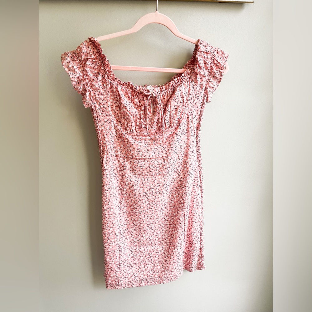 Pink Tight Floral off the shoulder mini dress, from Adika. Worn once!